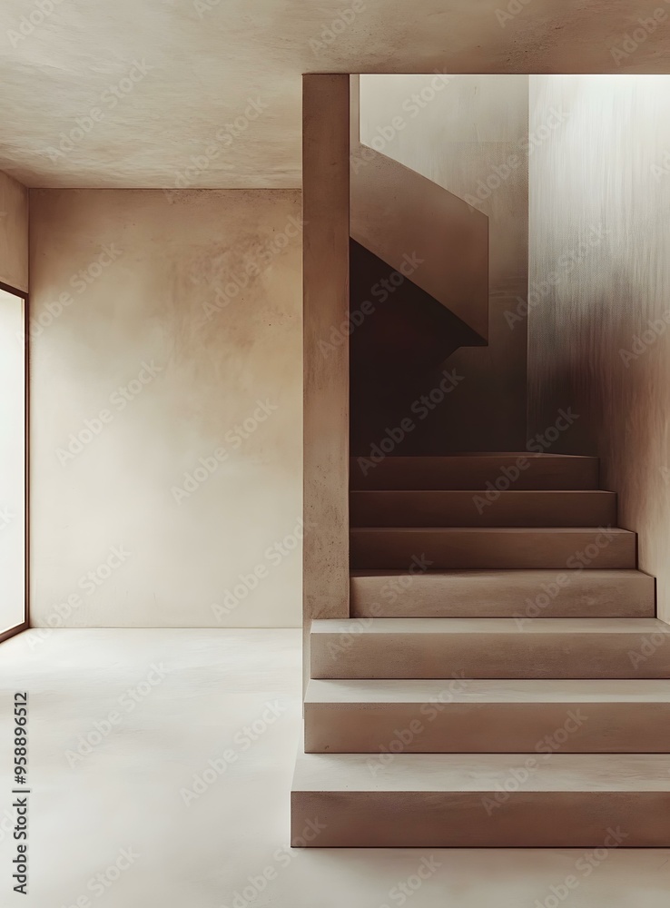 Canvas Prints Minimalist Concrete Staircase in Modern Architecture