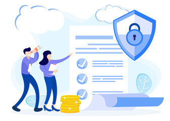 Illustration vector graphic cartoon character of business protection
