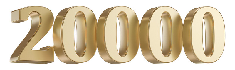 Gold 3D Follows 20000 Number