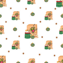 Gift seamless pattern background.
