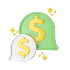 3D Render of  Dollar Sign Chat Bubbles 