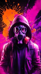 person in a gas mask