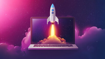 photo of Launching Space Rocket From Laptop Screen.