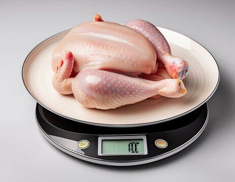 Chicken meat on the scale