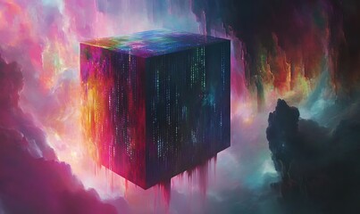A Cube-Shaped Structure Floating in a Vibrant Nebula
