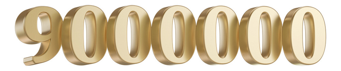 Gold 3D Follows 9000000 Number