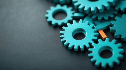 Gears of an economy slowing down with a falling interest rate symbol, metaphor for economic slowdown