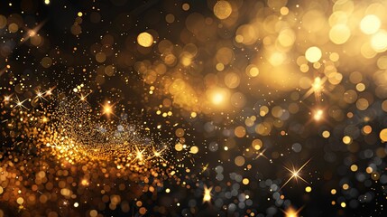 Fototapeta premium Abstract Golden and Black Glitter with Bokeh Lights