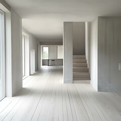 Minimalist Interior Design with White Walls and Wooden Floor