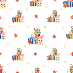 Christmas present seamless pattern background.
