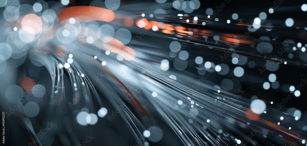 Poster Dynamic abstract background with luminous lines and glowing particles, perfect for technology and digital themes.