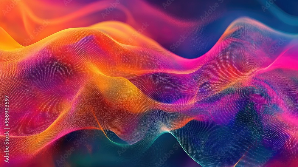 Fototapete abstract background with resonance waves in vibrant hues, offering a modern and dynamic design for d