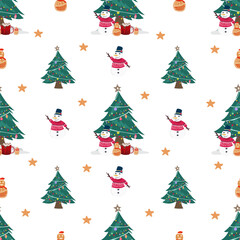 Green christmas tree seamless pattern background.

