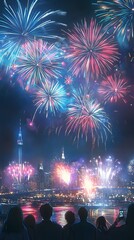 fireworks background at night party, new year's eve party