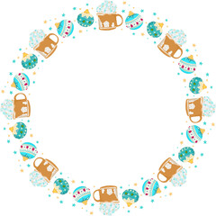 Fototapeta premium Christmas mug with drink frame illustration on transparent background. 