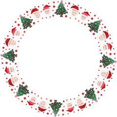 Christmas tree frame illustration on transparent background.
