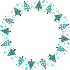 Christmas tree frame illustration on transparent background.
