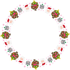 Christmas tree frame illustration on transparent background.
