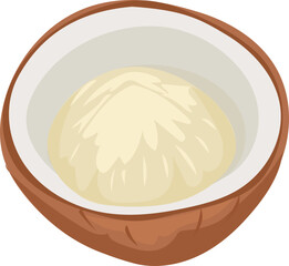 Fresh coconut illustration on transparent background.
