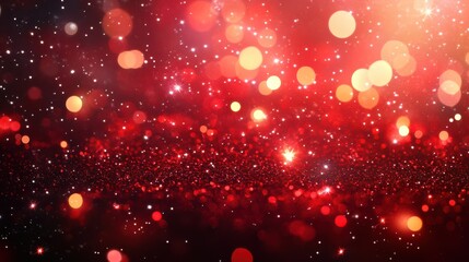 Sparkling Red Background with Glowing Lights