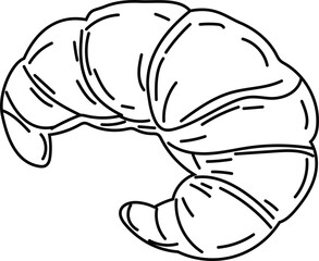 Hand drawn croissant illustration on transparent background.
