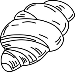 Hand drawn croissant illustration on transparent background.
