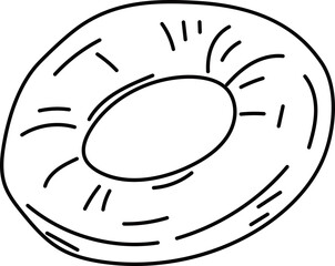 Hand drawn bagel illustration on transparent background.
