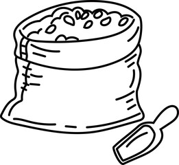 Hand drawn sack illustration on transparent background.
