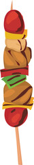 Cartoon barbecue doodle illustration on transparent background.

