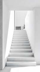 Fototapeta premium Modern White Staircase In Minimalist Architecture