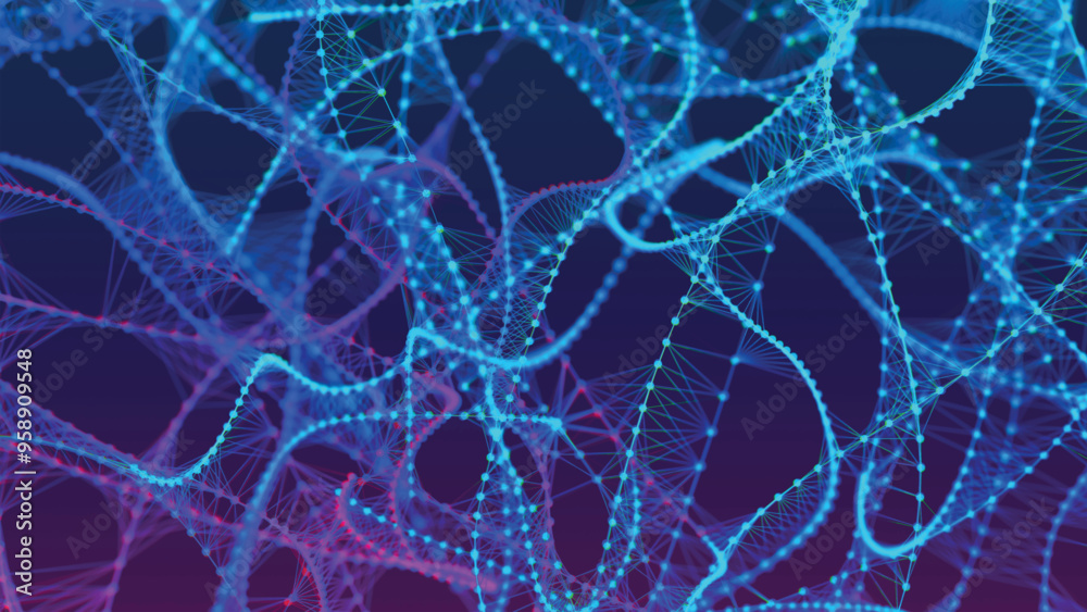 Poster abstract background with connecting dots and lines. neural connections. network connection structure