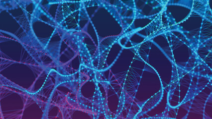 Abstract background with connecting dots and lines. Neural connections. Network connection structure. Plexus effect. 3D vector illustration