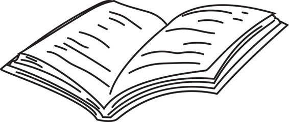 Hand drawn book doodle illustration on transparent background.
