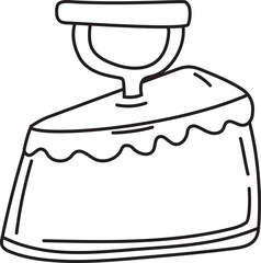 Hand drawn retro iron illustration on transparent background.
