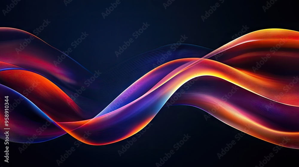 Poster abstract modern wave background with vibrant gradients and sleek, flowing curves, creating a visuall