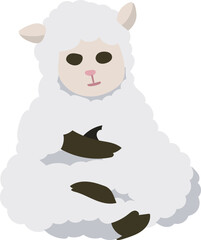Cute cartoon sheep illustration on transparent background.
