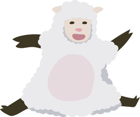 Cute cartoon sheep illustration on transparent background.
