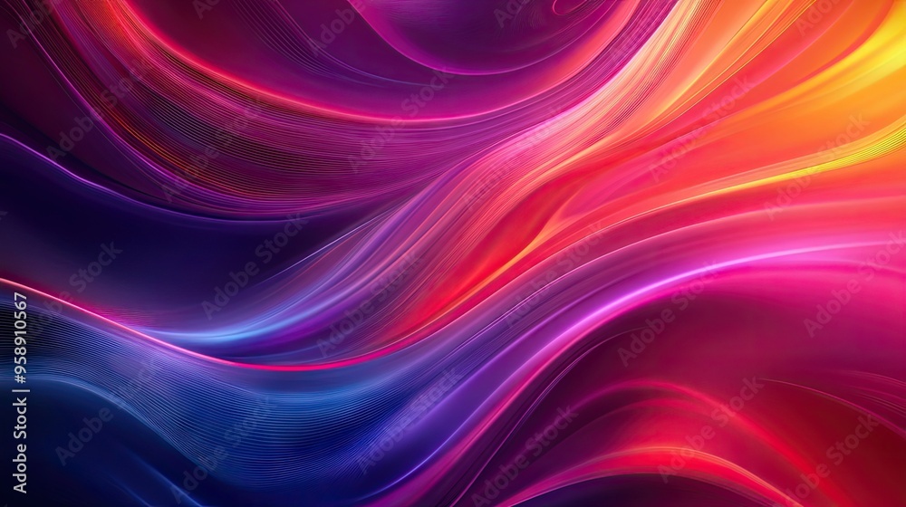 Poster abstract modern wave background with vibrant gradients and sleek, flowing curves, creating a visuall