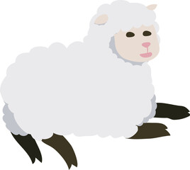 Cartoon cute sheep illustration on transparent background.
