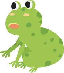 Cartoon cute frog illustration on transparent background.
