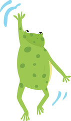 Cartoon cute frog illustration on transparent background.
