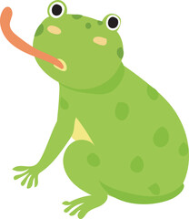 Cartoon frog eat illustration on transparent background.
