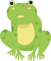 Cartoon cute frog illustration on transparent background.
