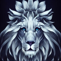 Psychedelic portrait of a lion