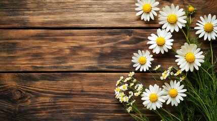 Fototapeta premium White Daisies on Wooden Background