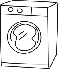 Hand drawn washing machine illustration on transparent background.
