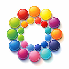 a group of circles with different colors with whit background