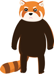 Cartoon cute red panda illustration on transparent background.
