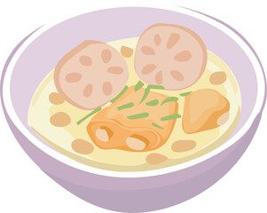 Chinese food illustration on transparent background.
