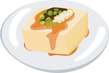 Chinese tofu illustration on transparent background.
